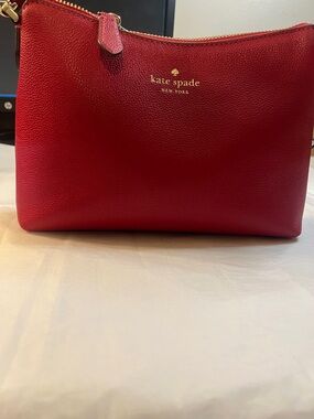 kate spade Pebbled Red Leather Crossbody with Gold Hardware